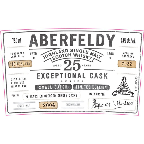 Aberfeldy 25 Year Old Exceptional Cask Series - Main Street Liquor