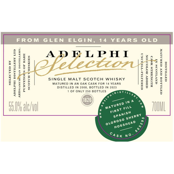 Adelphi Selections Glen Elgin 14 Year Old 2008 - Main Street Liquor
