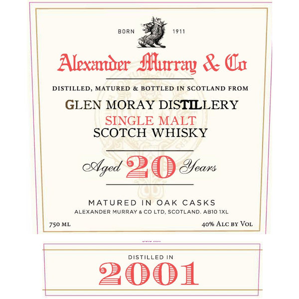Alexander Murray Glen Moray 20 Year Old 2001 - Main Street Liquor