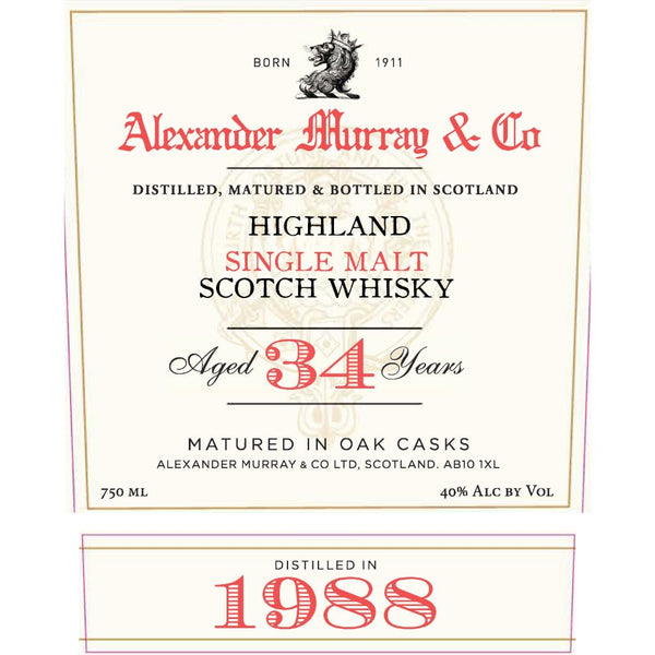 Alexander Murray Highland 34 Year Old 1988 - Main Street Liquor