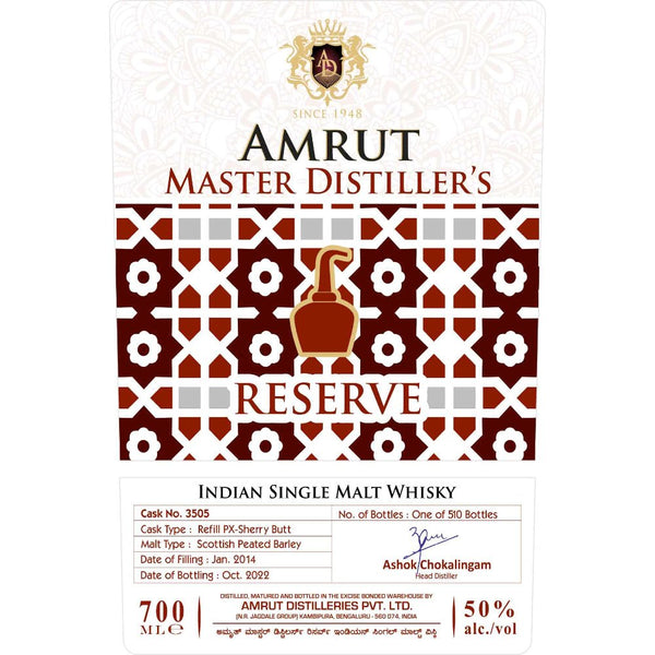Amrut Master Distiller’s Reserve Indian Single Malt Whisky - Main Street Liquor