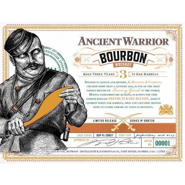 Ancient Warrior 3 Year Old Bourbon 1L - Main Street Liquor