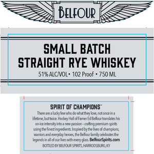 Belfour Small Batch Straight Rye Whiskey By Ed Belfour - Main Street Liquor