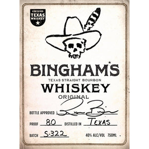 Bingham's Bourbon Original A Certified Texas Whiskey™ by Ryan Bingham - Main Street Liquor
