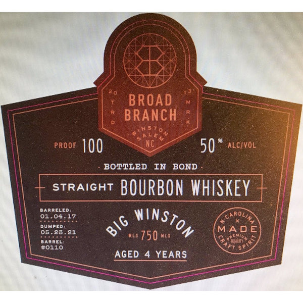 Broad Branch Big Winston Bourbon Bottled In Bond - Main Street Liquor