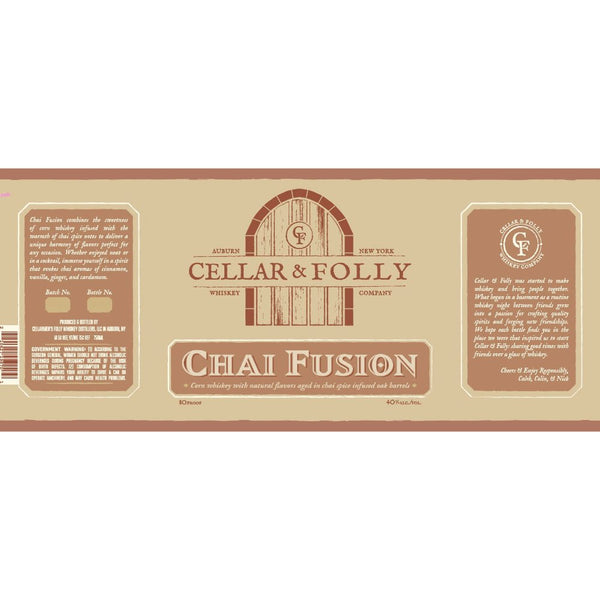 Cellar & Folly Chai Fusion Corn Whiskey - Main Street Liquor