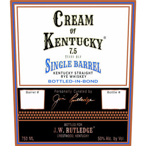 Cream of Kentucky 7.5 Year Old Single Barrel Bottled in Bond Straight Rye - Main Street Liquor