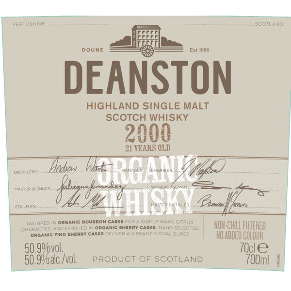 Deanston 21 Year Old Organic Whisky - Main Street Liquor