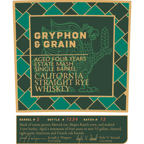 Gryphon & Grain Rye Whiskey Batch #12 - Main Street Liquor