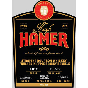 Hugh Hamer Single Barrel Bourbon Finished in Apple Brandy Barrels - Main Street Liquor