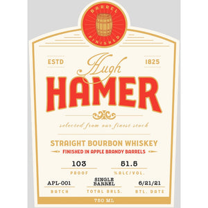 Hugh Hamer Straight Bourbon Finished In Apple Brandy Barrels - Main Street Liquor