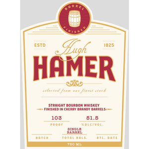 Hugh Hamer Straight Bourbon Finished in Cherry Brandy Barrels - Main Street Liquor