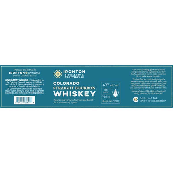 Ironton Distillery Colorado Straight Bourbon - Main Street Liquor