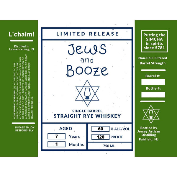 Jews and Booze Single Barrel Straight Rye - Main Street Liquor