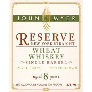 John Myer Reserve New York Straight Wheat Whiskey - Main Street Liquor