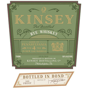 Kinsey 4 Year Old Bottled in Bond Rye Whiskey - Main Street Liquor
