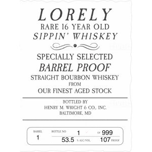 Lorely Rare 16 Year Old Sippin’ Whiskey Straight Bourbon - Main Street Liquor