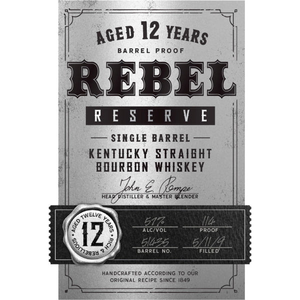 Rebel Reserve 12 Year Old Single Barrel Kentucky Straight Bourbon - Main Street Liquor