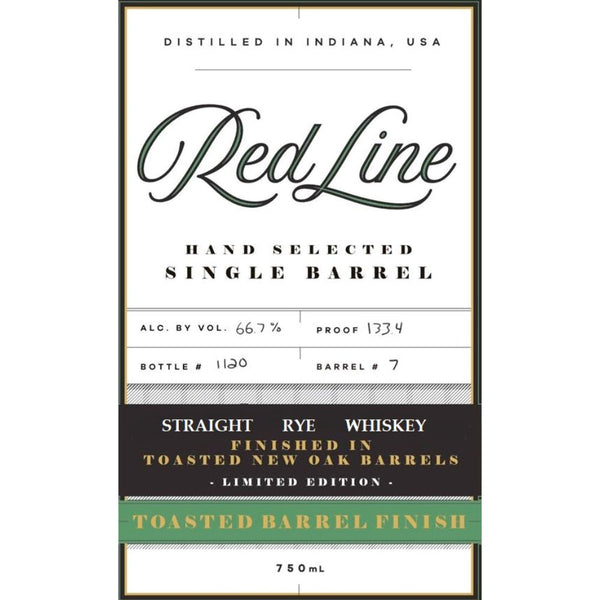 Red Line Single Barrel Rye Finished In Toasted New Oak Barrels - Main Street Liquor