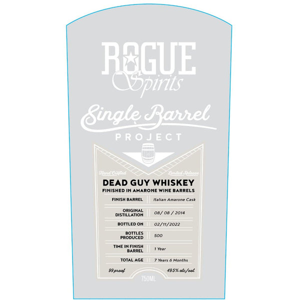 Rogue Single Barrel Project Dead Guy Whiskey Finished In Amarone Wine Barrels - Main Street Liquor