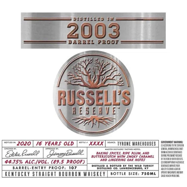 Russell’s Reserve 2003 Barrel Proof Bourbon - Main Street Liquor