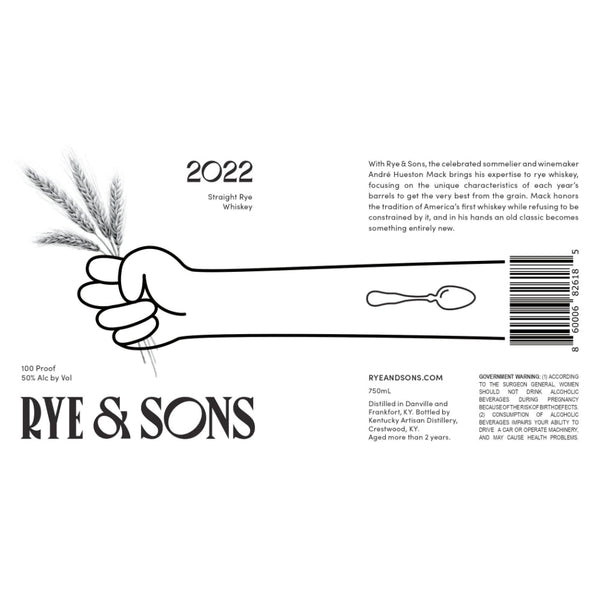 Rye & Sons Straight Rye 2022 - Main Street Liquor