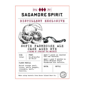 Sagamore Spirit Distillery Exclusive Sofie Farmhouse Ale Cask Aged Rye - Main Street Liquor
