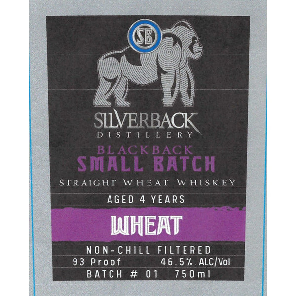 Silverback Blackback Small Batch Straight Wheat Whiskey - Main Street Liquor