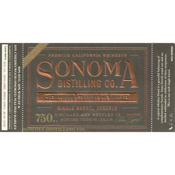 Sonoma Distilling Company Single Barrel Reserve - Main Street Liquor