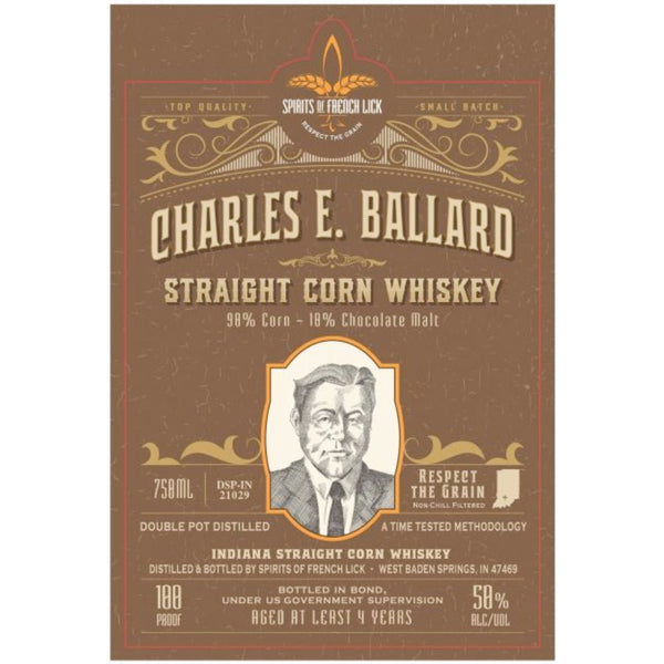 Spirits of French Lick Charles E. Ballard Straight Corn Whiskey - Main Street Liquor