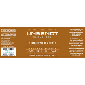 UNBendt Straight Wheat Whiskey Bottled-in-Bond - Main Street Liquor