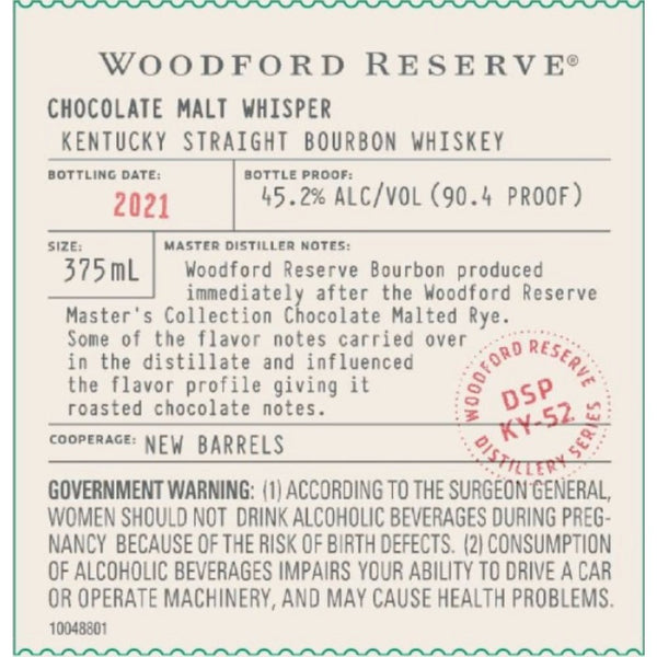 Woodford Reserve Chocolate Malt Whisper Bourbon - Main Street Liquor